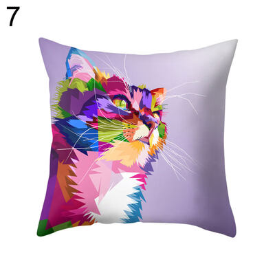 

Colorful Cat Lion Giraffe Owl Pillow Case Cushion Cover Sofa Bed Car Cafe Decor