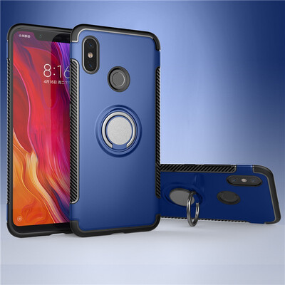 

Back Cover For Xiaomi Mi 8 Mi8 Case Car Holder Stand Hard PC Silicon Ring Suction Bracket Celulars