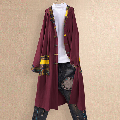 

Women Loose Retro Coat Long Sleeve Plus Size Ethnic-style Autumn Cardigan Jacket