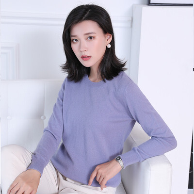

QIANMUCHUN Womens round neck cashmere sweater Fashion Soft 5784