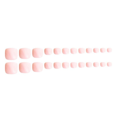 

24 Pcs 12 Sizes Short Full Cover Fake Toe Nails Candy Colorful Press-on Toenail Artificial Nail Art Tips