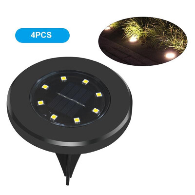 

4PCS 8LEDs Solar Buried Lamp Black Aluminum Casting Lawn Lamps Garden Light