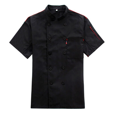

Chef Jacket Coat Short Sleeve Stand Collar Double Breasted Kitchen Cook Work Top