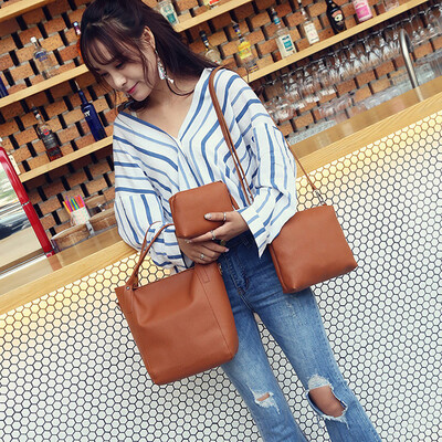 

Tailored Fashion Women Leather Four-Piece Shoulder Crossbody Bag Clutch Wallet Retro Bag