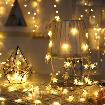 

Many memories of Christmas decorations LED lights small lights flashing lights birthday party Christmas decoration table white string lights Christmas wall decoration lights warm white stars lights 3 meters 20 lights battery