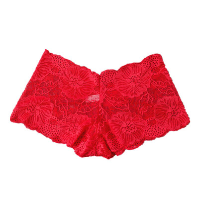 

Toponeto Lace Flat Pants Low Waist Sexy Jacquard Ladies Underpant Without Elasticity