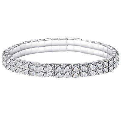 

Crystal Bracelets Silver Plated Shiny Wristband Single Row Stretched Elastic Strand Bracelet for Women Girlfriend Gifts