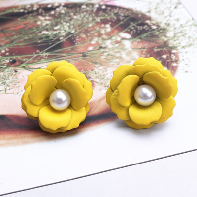 

2019 New Korean Style Spray Paint Big Flower Stud Earrings For Women Fashion Summer Elegant Sweet Jewelry Accessories Brincos