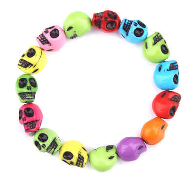 

Imitation Turquoise Skull Head Bracelet Colourful Elastic Rope Flanging Hand Cord Child Unisex Pair Bracelet Hot Gift