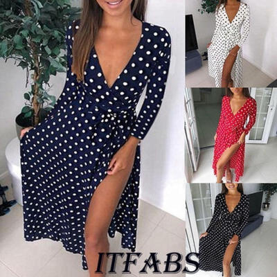 

Ladies Summer Boho Casual Long Maxi Evening Party Cocktail Beach Dress Sundress