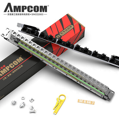 

AMPCOM AMPCOM Distribution Frame 24 Port Super 5 Class Zinc Alloy Shield Free Super Category 5 Distribution Frame Rack CAT5e Network Distribution Frame AMC5EB19024