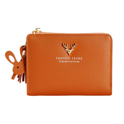 

Deer Girls Bifold Short Wallet Soft Leather Clutch Women Purse Card Holder