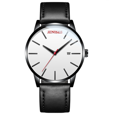 

Real leather mens watch simple quartz watch Korean trend student watch large dial casual personality watches mens watches