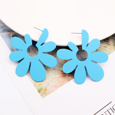 

E1006 Korean Style Cute Metal Flower Earrings For Women Girl Fashion Big Sweet Pendant Earrings Brincos Wedding Party Jewelry