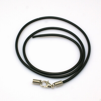 

Black Rubber Necklace Cord Making with Iron Findings Platinum 17" 3mm