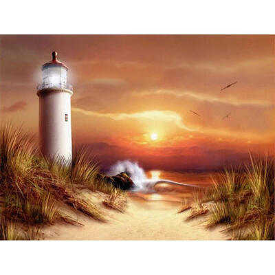 

5D DIY Full Drill Diamond Painting Seaside Tower Cross Stitch Embroidery