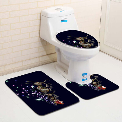 

〖Follure〗3PCS Fancy Santa Toilet Seat Cover&Rug Bathroom Set Christmas Decor