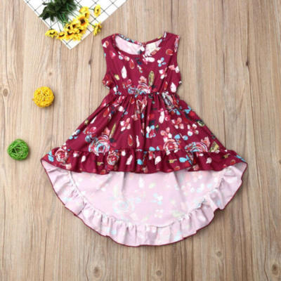 

US Toddler Kids Baby Girls Floral Wedding Pageant Tuxedo Dress Princess Outfits