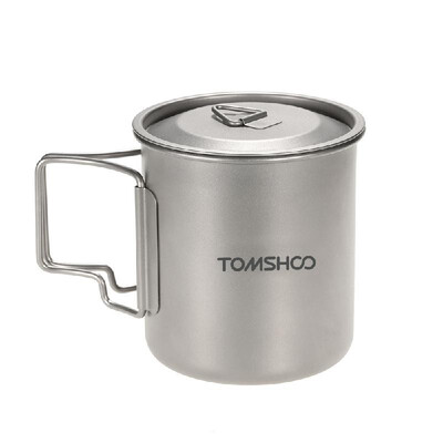 

TOMSHOO 420ml Titanium Water Cup Picnic Camping Mug with Lid