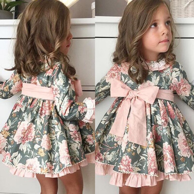 

Toddler Kid Baby Girl Floral Dress Princess Party Lace Tutu Long Sleeve Dress