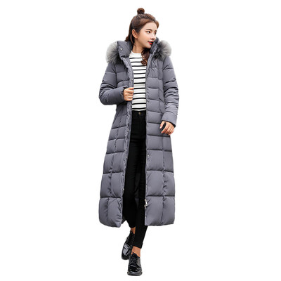 

Toponeto Women Outerwear Fur Hooded Coat Long Cotton-padded Jackets Pocket Coats