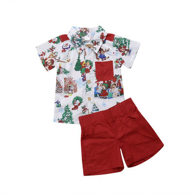 

2PCS Toddler Kids Baby Boy Christmas Clothes T-Shirt TopsShort Pants Outfits