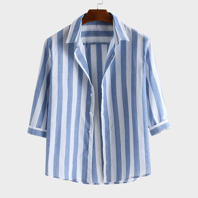 

Toponeto Fashion Mens Casual Stripe Botton Down Slim Hawaiian Dress Shirt Blouse Tops