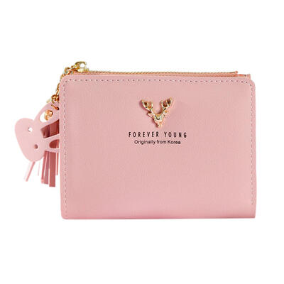 

Deer Girls Bifold Short Wallet Soft Leather Clutch Women Purse Card Holder
