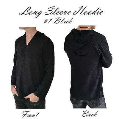

Mens Summer Cotton Linen Long Sleeve Hoodie Tee Shirt Cool Loose V Neck Tops