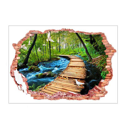 

Removable 3D Wall Sticker Broken Wall Flying Birds Landscape Wall Decor