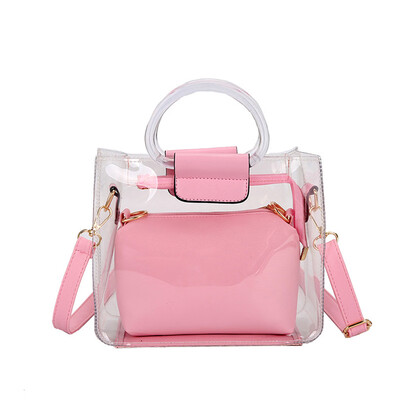 

Tailored Handbag 2PC Jelly Transparent Messenger Bag Woman 2019 New Portable Shoulder Bag