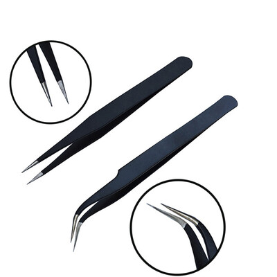 

Gobestart 2pcs Stainless Steel Eyebrow Tweezers Eyelash Curler Clip Plucking Beauty Tools