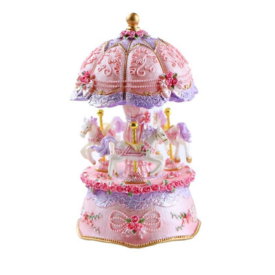 

Carousel Music Box Luxury Color Change Flashing LED Light Luminous Rotating 3-Horse Carousels Horse Melody Music Box Valentines