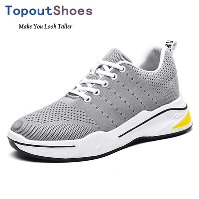 

TopoutShoes Men Elevator Flyknit Sneakers Platform Taller Skateboarding Shoes Increase Height 28inch 7cm