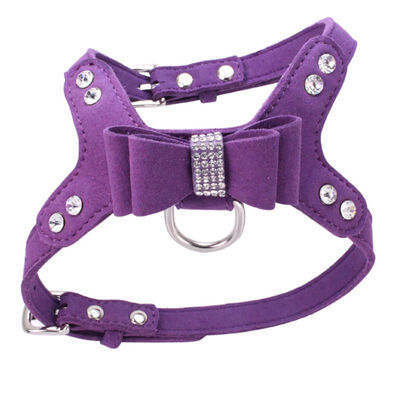 

Soft Suede Leather Dog Harness Rhinestone Pet Vest Velvet & Leather Leash Collar Harnesses For Small Medium Dogs Pet Products