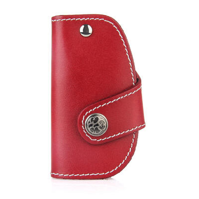

Fashion Handmade Leather Car Key Wallet Mini Creative Solid Color Keychain Cover For Men And Women
