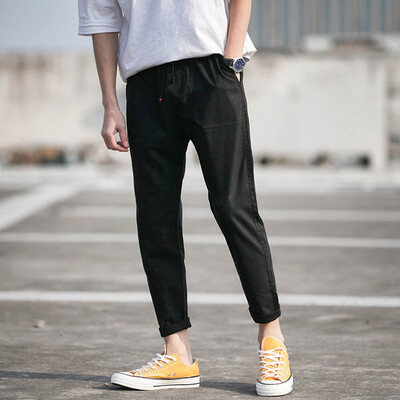 

Gobestart New Style Mens Korean Version Of The Solid Color Loose Large Size Beam Straig