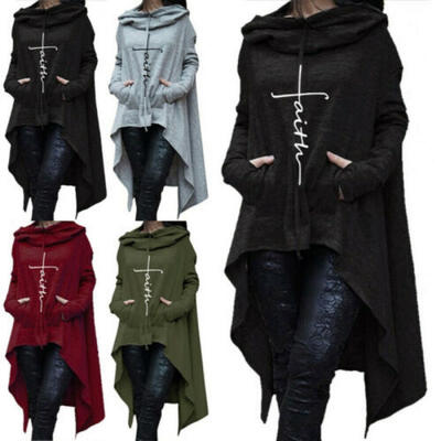 

Women Long Sleeve Casual Poncho Coat Pullover Long Hoodies Sweatshirt HipHop Top