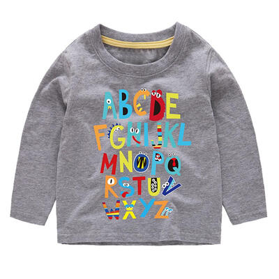 

Children Boys Cartoon Letters Long Sleeve T-shirt Cotton Basic Cute Tops