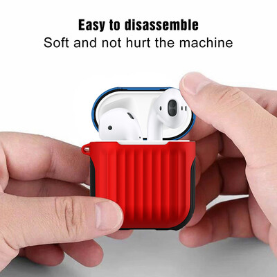 

Airpods Protective Case for AirPods 1 Wired 2-in-1 Silicone Suitcase Creative Anti-fall Shockproof Protective Case Purple
