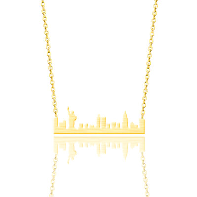 

NYC American Rebel Statue Of Liberty Pendant Necklace for Women Gold Color Stainless Steel New York City Ethnic Skyline Jewelry