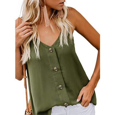 

Starmoon Fashion Womens V-neck Vest Sleeveless Button Shirt Blouse Casual Tank Tops