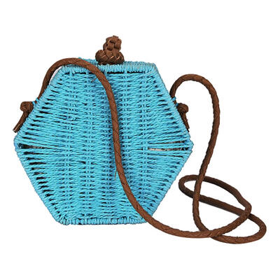 

Summer Women Hexagon Crossbody Bags Straw Woven Beach Casual Shoulder Bags