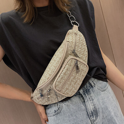 

Womens bag 2019 new fashion chest bag summer small fresh wild gas woven Messenger bag ins net red packet