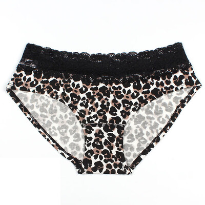

Toponeto Women Sexy Lace Briefs Stitching Leopard Print Lingerie Underwear