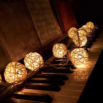 

Gobestart 10 LED Color Rattan Ball String Fairy Lights For Xmas Wedding Party Hot YE