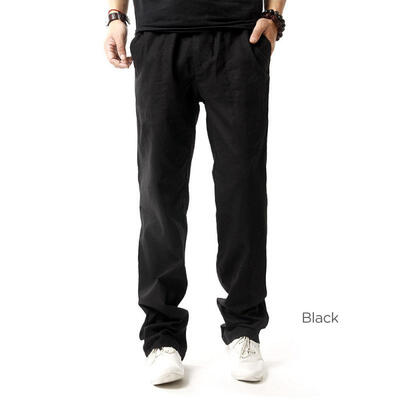 

Anti-Microbial Healthy Linen Pants Men Breathable Slim Joggers Male Flax Trousers Cotton Hemp Straight Pants