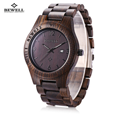 

Bewell ZS - W086B Wood Men Watch Analog Quartz Movement Date Display Wristwatch