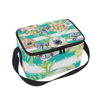 

ALAZA Insulated Lunch Box Anemone And Herbs Lunch Bag for Men Women Portable Tote Bag Cooler Bag
