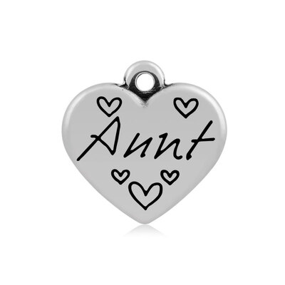

Heart with Word Aunt 316 Stainless Steel Pendants Antique Silver 16x165x4mm Hole 2mm
